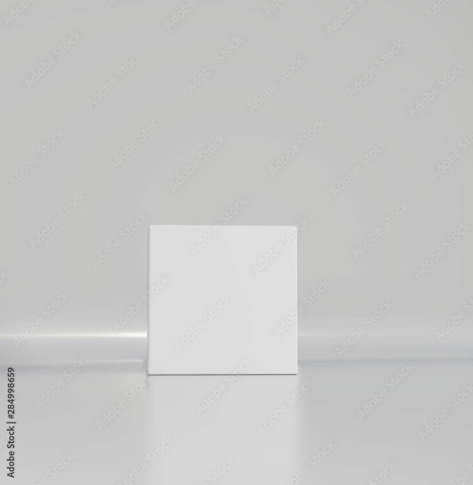Poster empty room with a pedestal for presentation. 3d rendering
