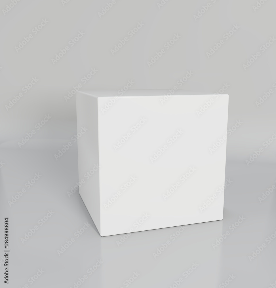 Poster white pedestal in light studio. 3d rendering background.