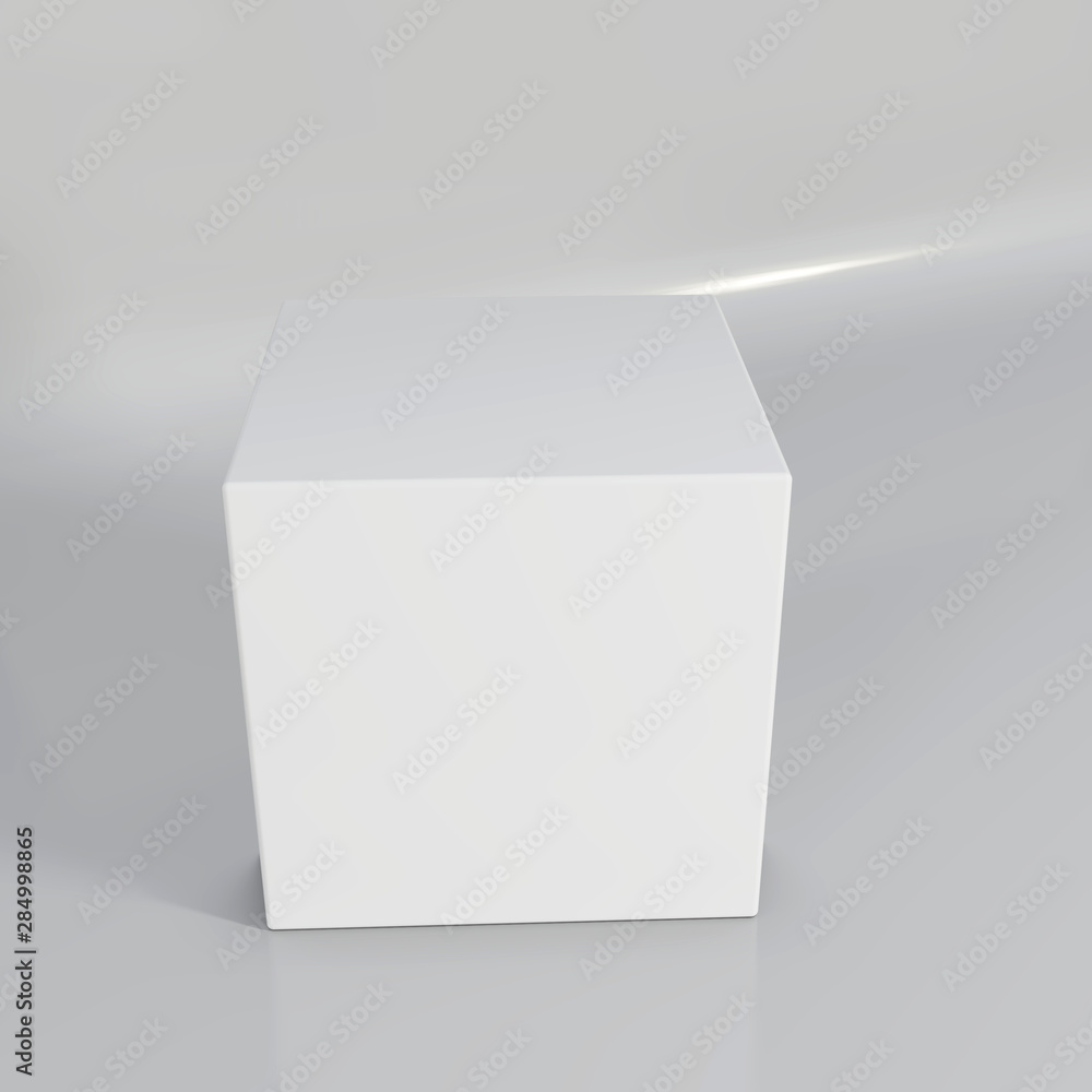 Poster white cube on wall studio background. 3d rendering.