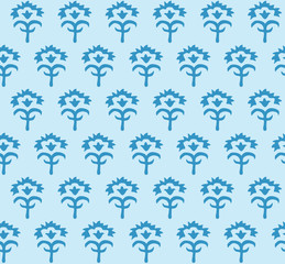 Japanese Blue Floral Seamless Pattern