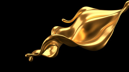 Fototapeta premium Luxury elegant splash liquid gold. 3d illustration, 3d rendering.