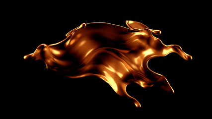 Luxury elegant splash liquid gold. 3d illustration, 3d rendering.