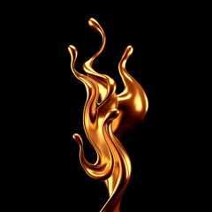 Luxury elegant splash liquid gold. 3d illustration, 3d rendering.