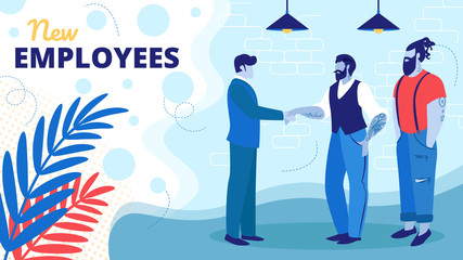 Boss Welcome New Employees in Modern Office Area.