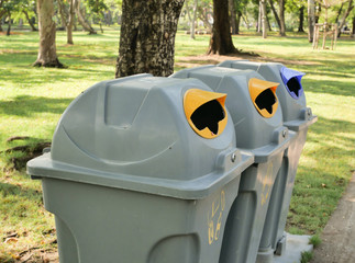 Recycle bins in the park