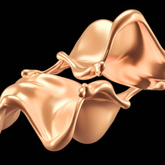 Luxury elegant splash liquid gold. 3d illustration, 3d rendering.