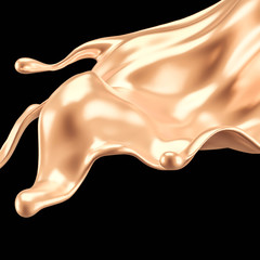 Luxury elegant splash liquid gold. 3d illustration, 3d rendering.