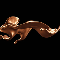 Luxury elegant splash liquid gold. 3d illustration, 3d rendering.