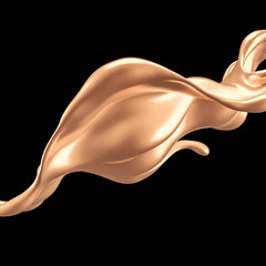 Luxury elegant splash liquid gold. 3d illustration, 3d rendering.