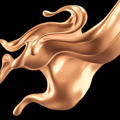 Luxury elegant splash liquid gold. 3d illustration, 3d rendering.