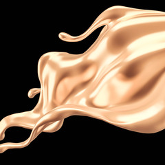 Luxury elegant splash liquid gold. 3d illustration, 3d rendering.