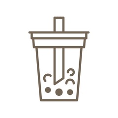 Bubble tea or Pearl milk tea line icon