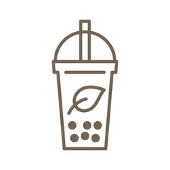 Bubble tea or Pearl milk tea line icon