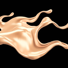 Luxury elegant splash liquid gold. 3d illustration, 3d rendering.