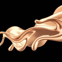 Luxury elegant splash liquid gold. 3d illustration, 3d rendering.