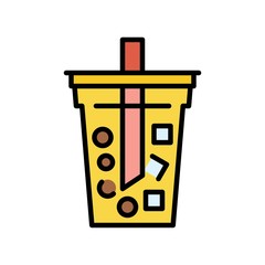 Bubble tea or Pearl milk tea filled icon
