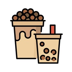 Bubble tea or Pearl milk tea filled icon