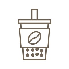 Bubble tea or Pearl milk tea line icon