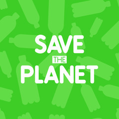 Save the planet square vector image. The environment protection vector design for a poster, flyer print. Plastic free and zero waste theme
