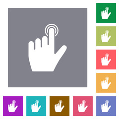 left handed clicking gesture square flat icons
