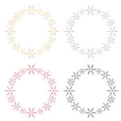 Set of elegant round winter frames, New year and Christmas festive borders. Vector illustration. Four colors.  