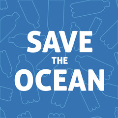 Save the ocean square vector image. The environment protection vector design for a poster, flyer print. Plastic free and zero waste theme