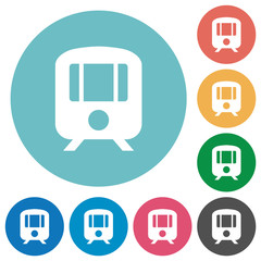 Train flat round icons