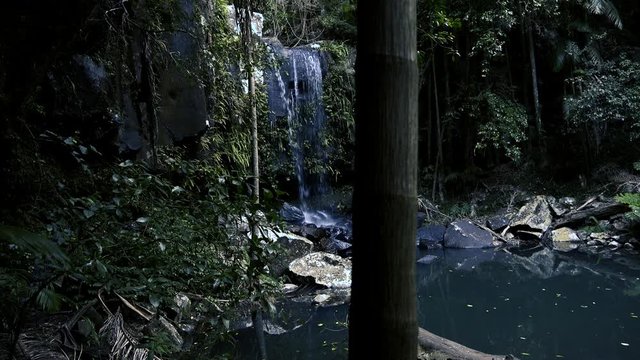 Curti Curtis Falls waterfall located in the Joalah Section of Tamborine National Park which is apart of the Gold Coast Hinterland, Queensland.