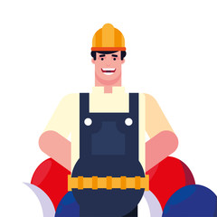 flat design people happy labor day