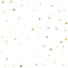 Gold flying dots confetti magic cosmic christmas vector. Confetti cover from gold dots.