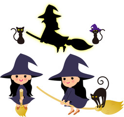 ハロウィンのモンスターと魔女