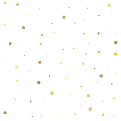 Holiday party decor. Abstract pattern of random falling gold dots.