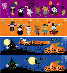 ハロウィンのモンスターと魔女