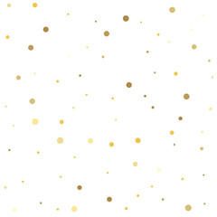 Shiny background. Christmas dots background vector, flying gold sparkles confetti.