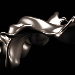 Luxury elegant splash liquid gold. 3d illustration, 3d rendering.