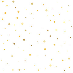 Gold dots. Christmas and New Year card, invitation, postcard, paper packaging.
