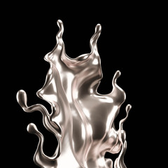 Luxury elegant splash liquid gold. 3d illustration, 3d rendering.