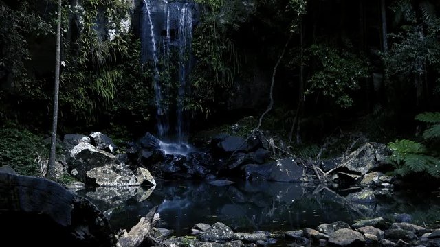 Curti Curtis Falls waterfall located in the Joalah Section of Tamborine National Park which is apart of the Gold Coast Hinterland, Queensland.