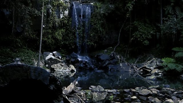 Curti Curtis Falls waterfall located in the Joalah Section of Tamborine National Park which is apart of the Gold Coast Hinterland, Queensland.