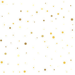 Obraz na płótnie Canvas Christmas dots background vector, flying gold sparkles confetti. Shiny background.