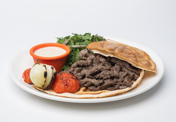 Shawarma Beef Plate solated on white background