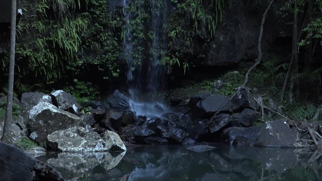Curti Curtis Falls waterfall located in the Joalah Section of Tamborine National Park which is apart of the Gold Coast Hinterland, Queensland.