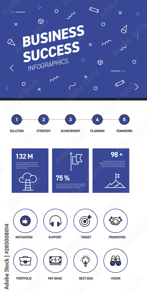 Aufkleber linear and flat web design template of three pages with colored outline icons of business. business 