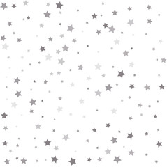 Fototapeta na wymiar Silver flying stars confetti magic cosmic christmas vector. Christmas stars background vector, flying silver sparkles confetti.
