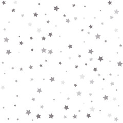 Silver flying stars confetti magic cosmic christmas vector. Holiday party decor.