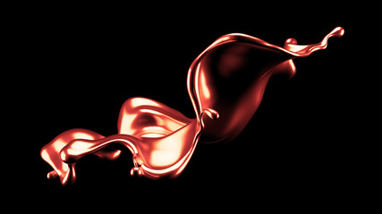 Luxury elegant splash liquid gold. 3d illustration, 3d rendering.