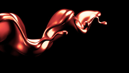 Luxury elegant splash liquid gold. 3d illustration, 3d rendering.