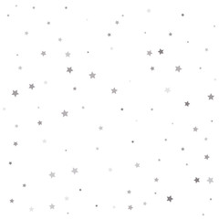 Christmas and New Year card, invitation, postcard, paper packaging. Christmas stars background vector, flying silver sparkles confetti.