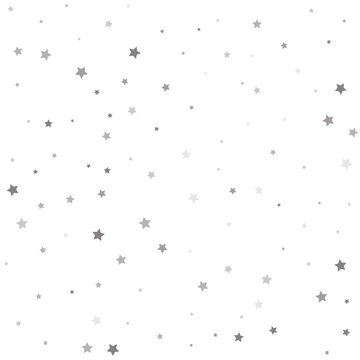 Glitter pattern for banner, greeting card. Christmas stars background vector, flying silver sparkles confetti.
