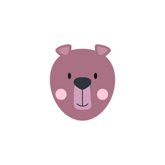 Cute bear round vector graphic icon.grizzly bear animal head, face illustration. Isolated on white background